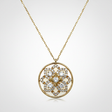 14K Yellow Gold 1/2 Carat Total Weight (53) Diamond Mandala Pendant