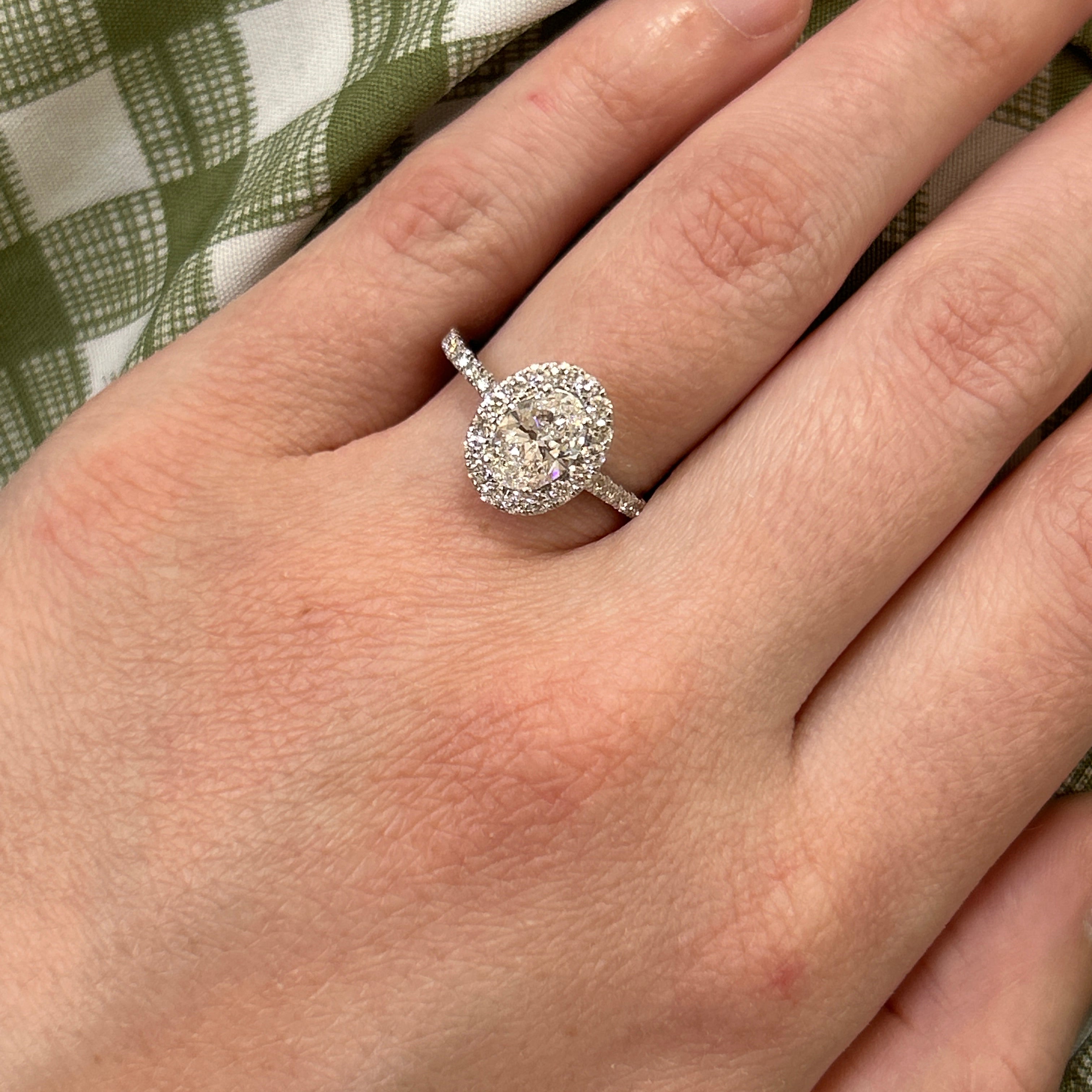 14K White Gold 1.59 Carat Total Weight Lab Grown Diamond Oval Engagement Halo Ring