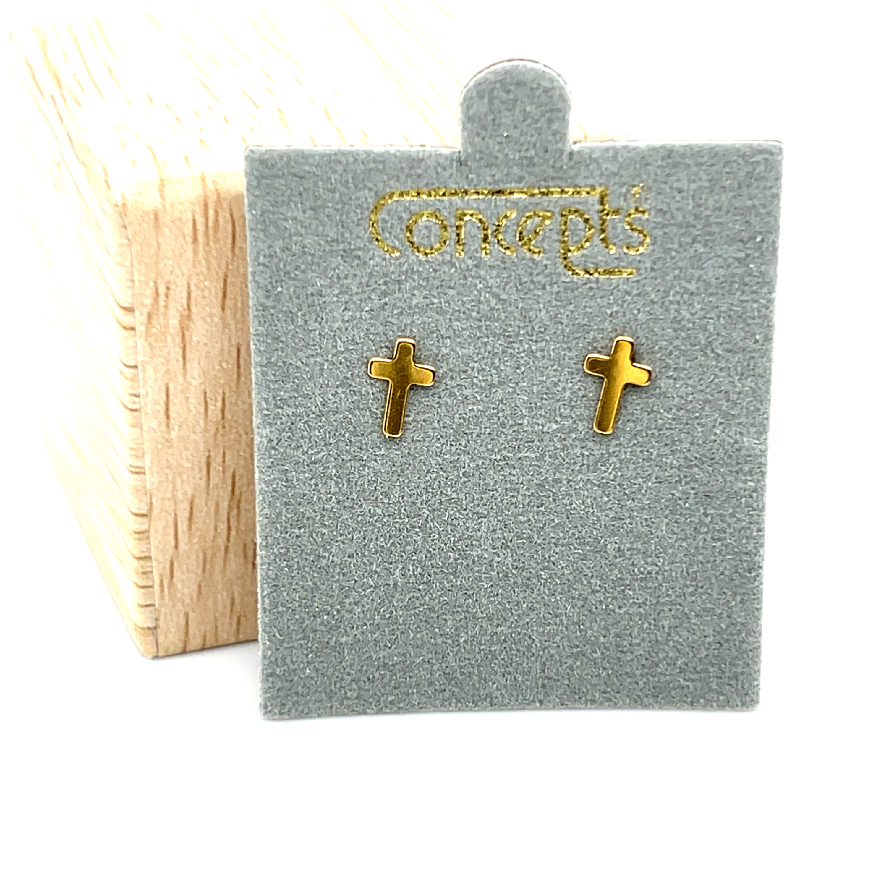 Concepts Gold-Tone Baby Cross Allergy Free Earrings