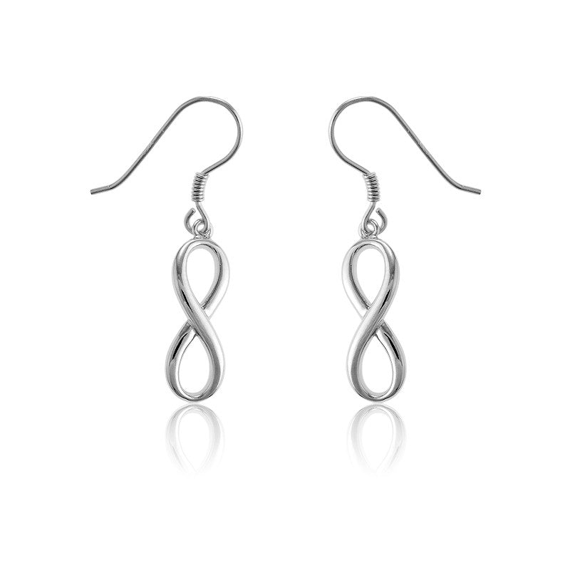 Silver Infinity High Polish Solid Dangling Earrings