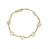 Silver Yellow Gold Plated Heart Bracelet