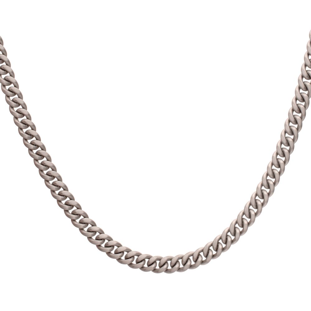 Men's Titanium Flat Clasp Miami Cuban Chain Necklace