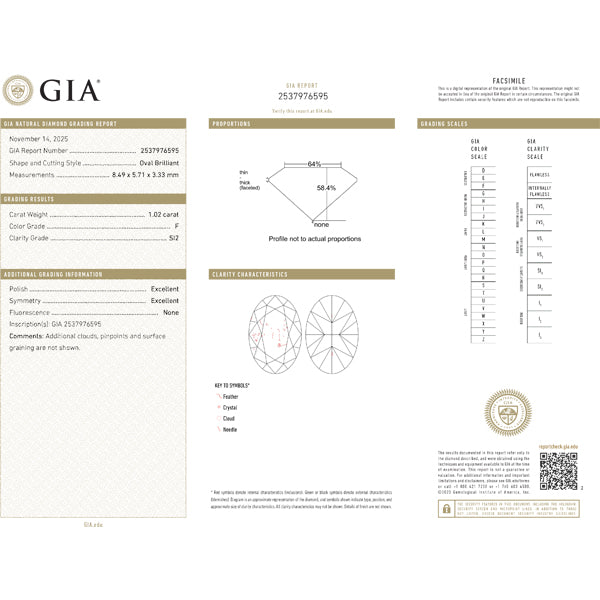 1.02ct Oval F SI2 Fireworks Cut GIA Certified Natural Diamond with exceptional brilliance and sparkle