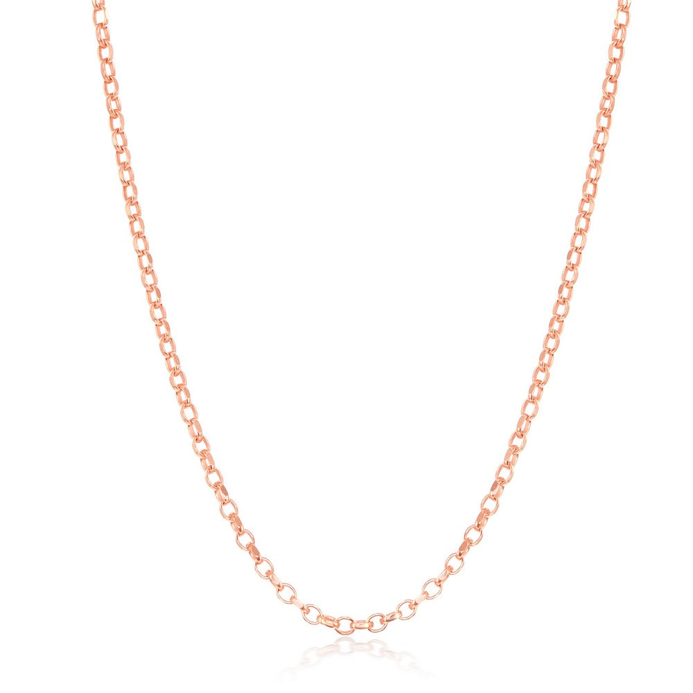Silver Rose Gold-Plated 0.9mm Diamond-Cut Cable Chain – 20"