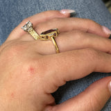 Yellow Gold Hexagon Amethyst and Diamond Ring