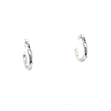 14K White Gold Polished Huggie Hoops