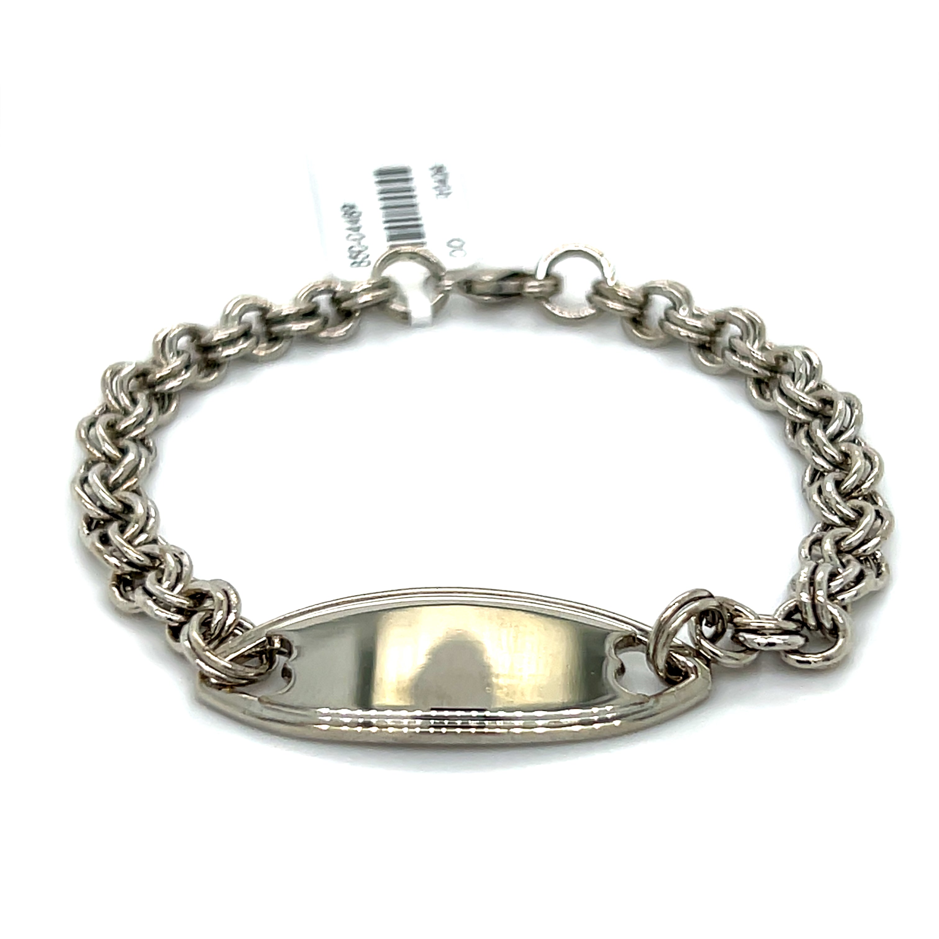 Girls White Overlay Heart ID Bracelet 6"