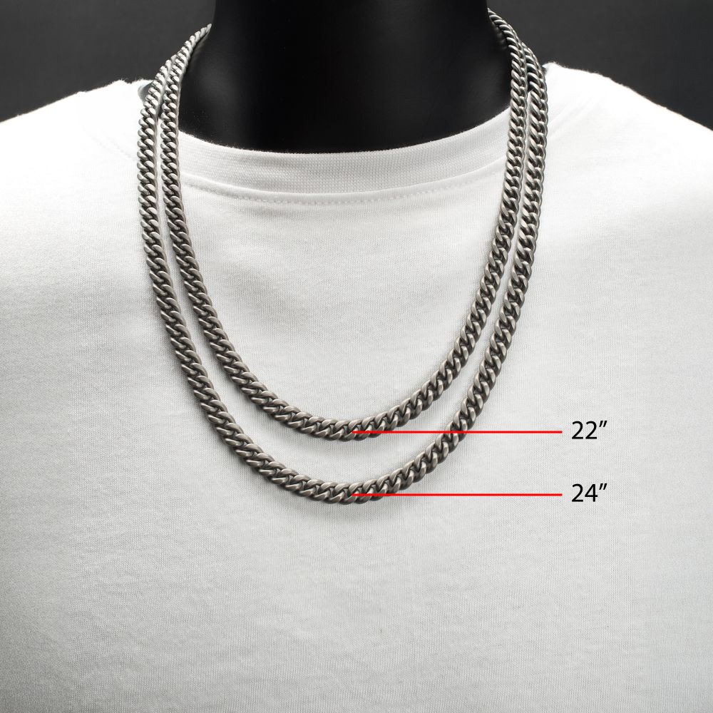 Men's Titanium Flat Clasp Miami Cuban Chain Necklace