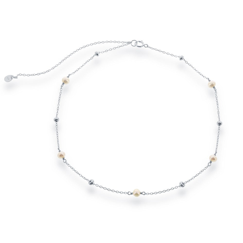 Silver Small Freshwater Pearls and Beads by the Yard Choker