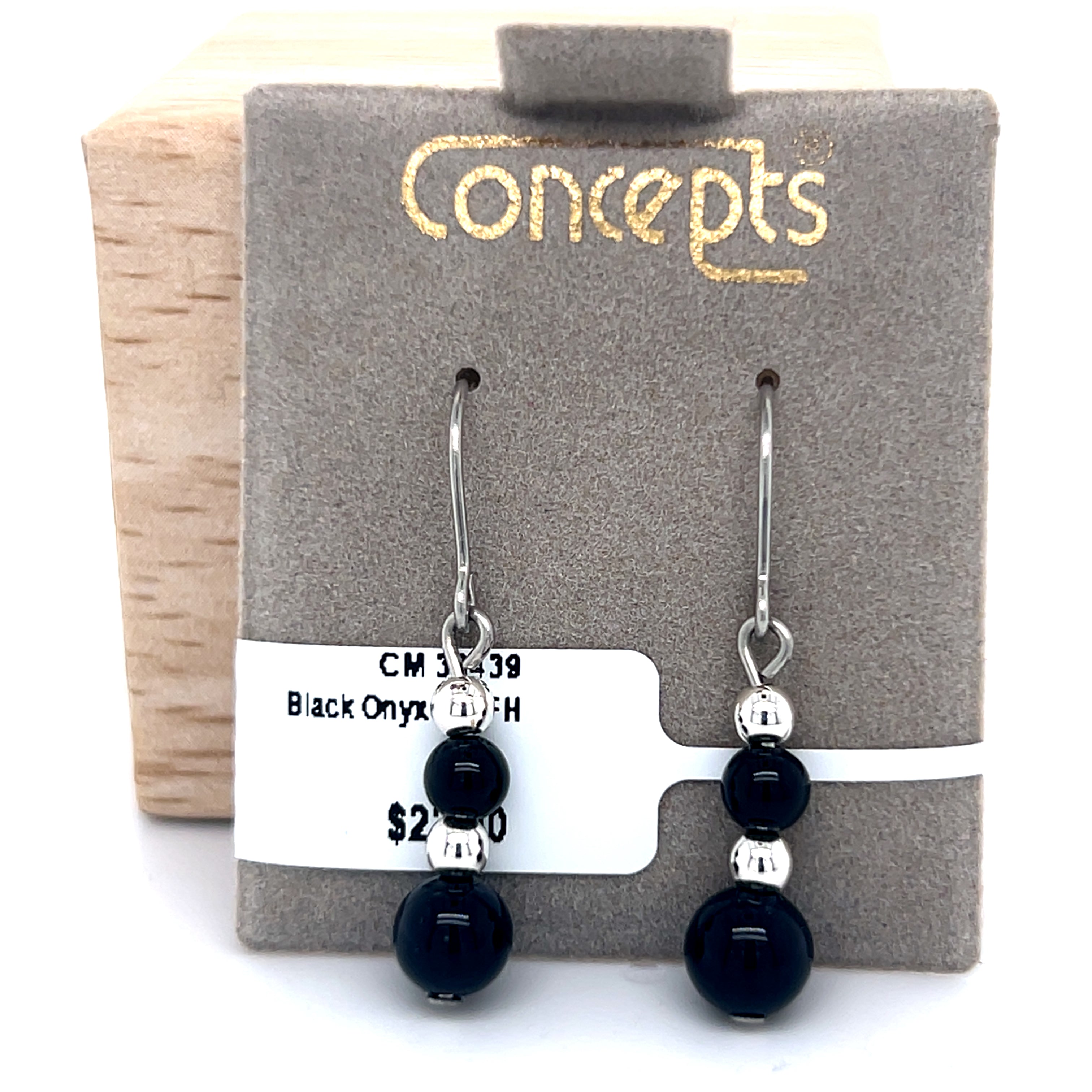 Black Onyx Bead Allergy Free Fishhook Earrings
