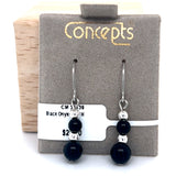 Black Onyx Bead Allergy Free Fishhook Earrings