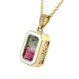 Canvas of Vines – Custom Tourmaline and Enamel Pendant Custom Wright's Jewelry Signature Design by Jennifer Beatty