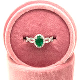 "Envy" WJS Custom Set 14K White Gold Emerald and Diamond Ring