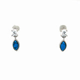 Silver Marquise Synthetic Turquoise and Cubic Zirconia Drop Earrings