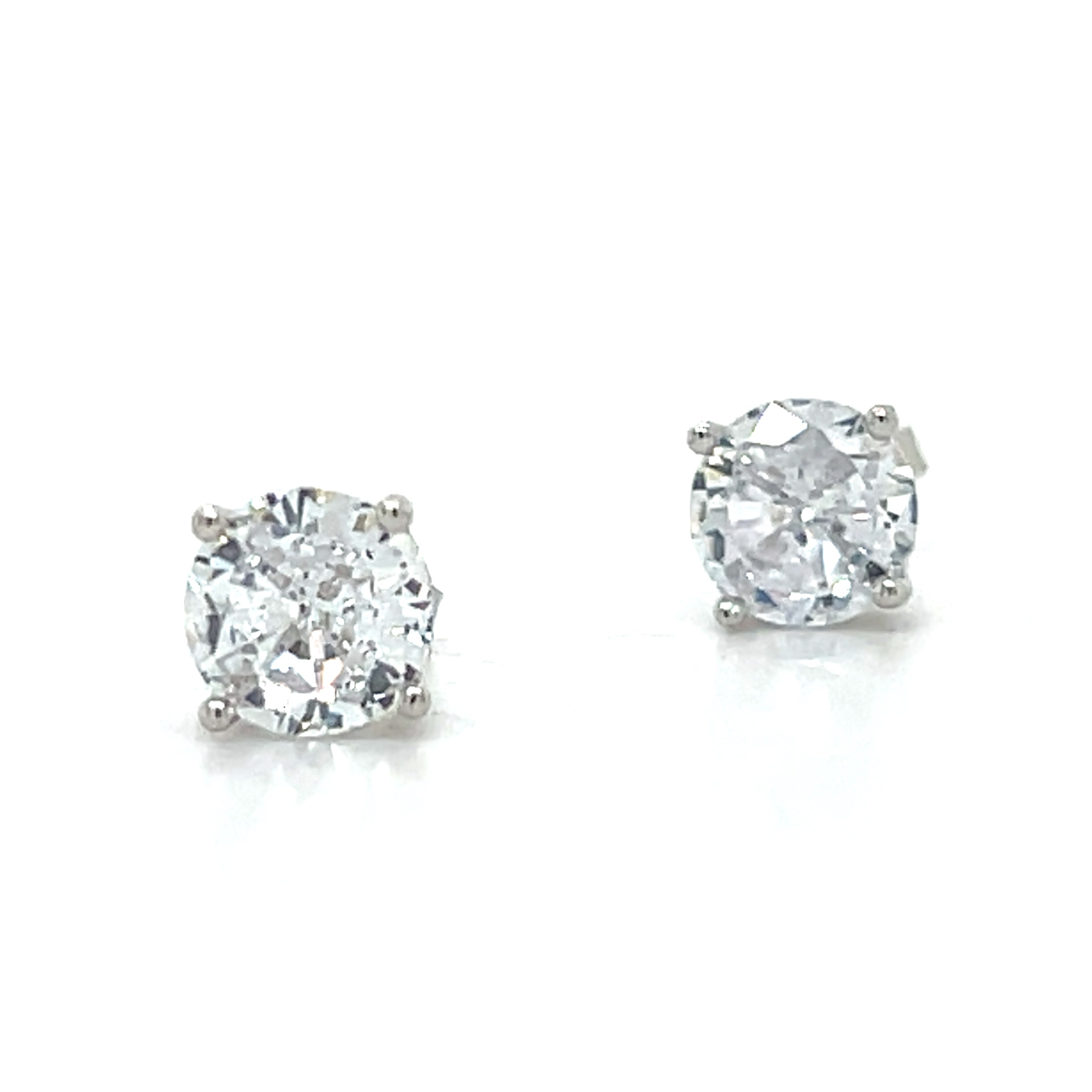 Sterling Silver 6mm Clear Cubic Zirconia Stud Earrings