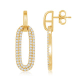 Sterling Silver Gold Plated Oval Micro Pave CZ Door Knocker Earrings