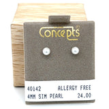 4mm Simulated Pearl Allergy Free Earrings