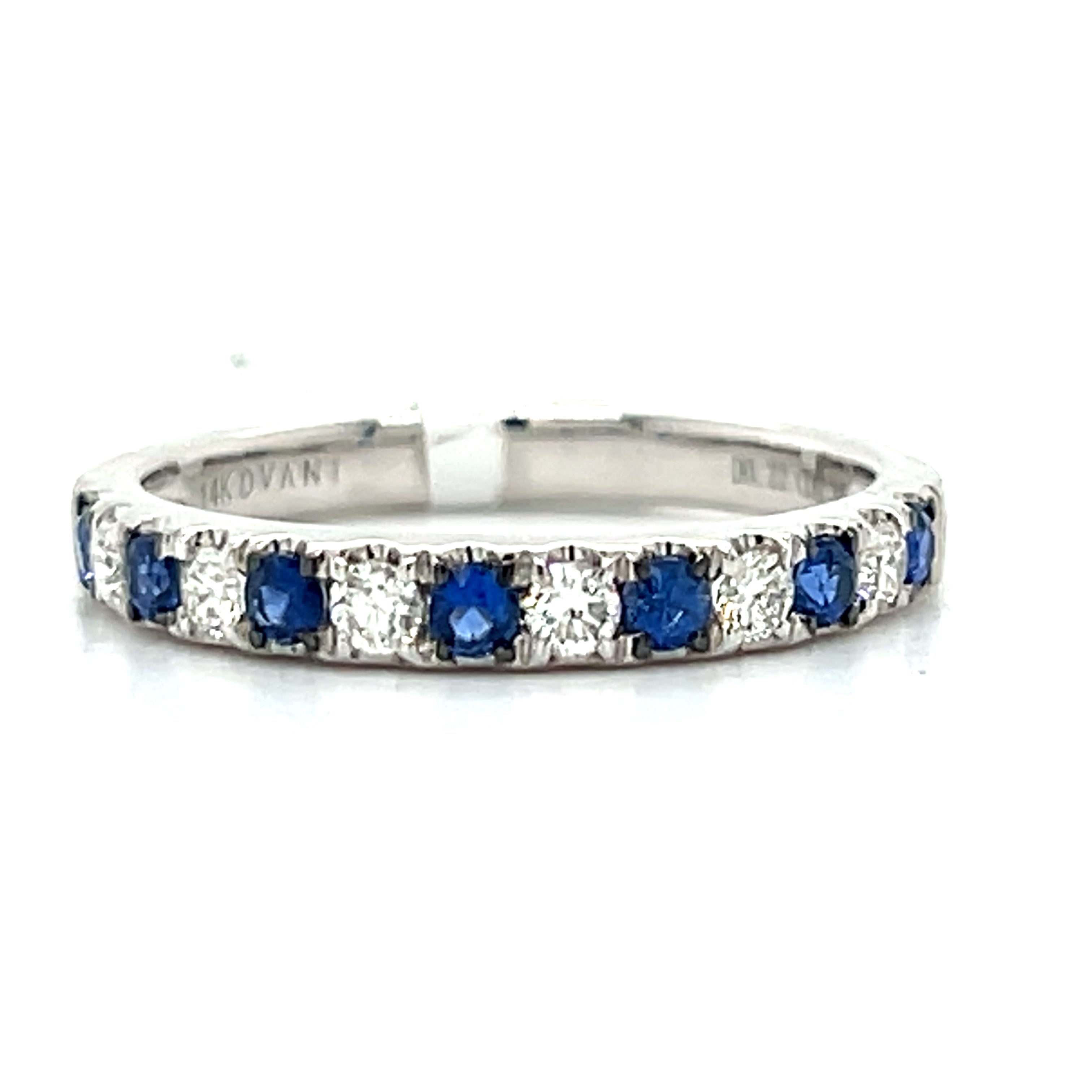 White Gold Sapphire and Diamond Band Ring