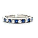 White Gold Sapphire and Diamond Band Ring