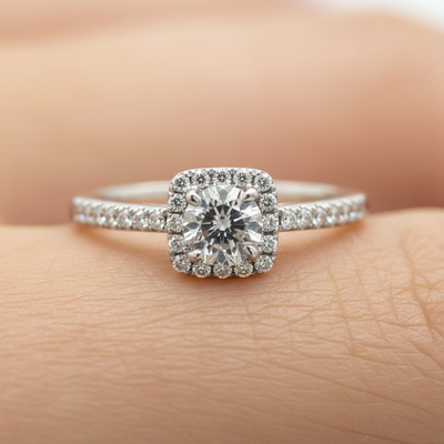 White Gold Diamond Engagement Ring WJS Custom Set Collection