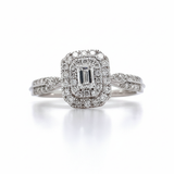 White Gold Emerald Cut Diamond Engagement Ring