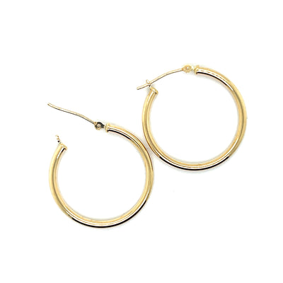 14K Yellow Gold Tubular Hoop Earrings