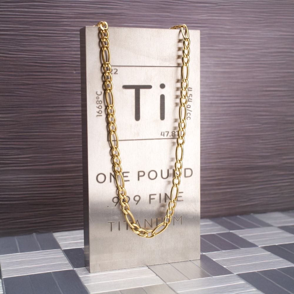 Men's 18K Gold IP Titanium 4.7mm X 20 in Figaro Chain Necklace