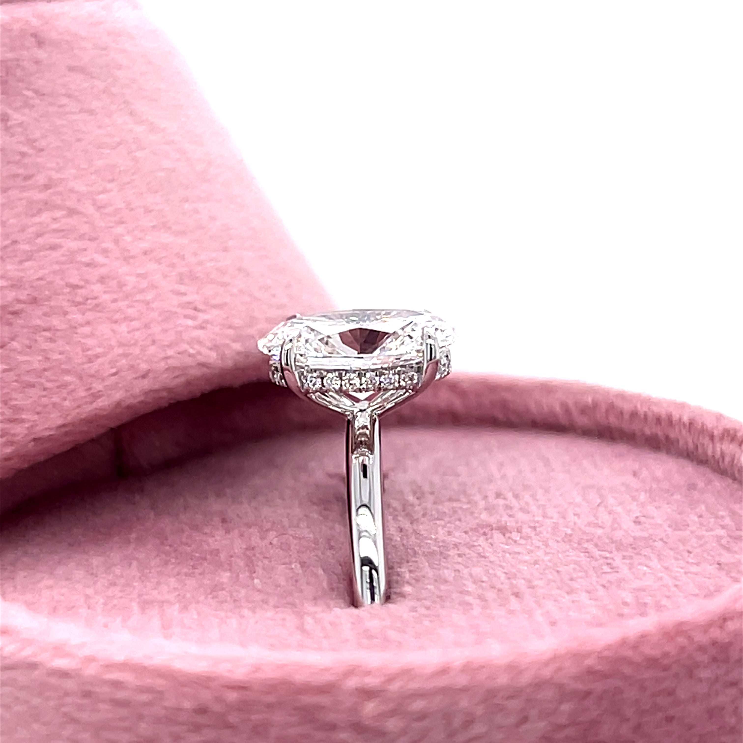 14K White Gold 2.15CTW Oval Solitaire with Pavé Hidden Halo Lab Grown Diamond Engagement Ring – 2.07CT Center, E VS1, IGI Certified