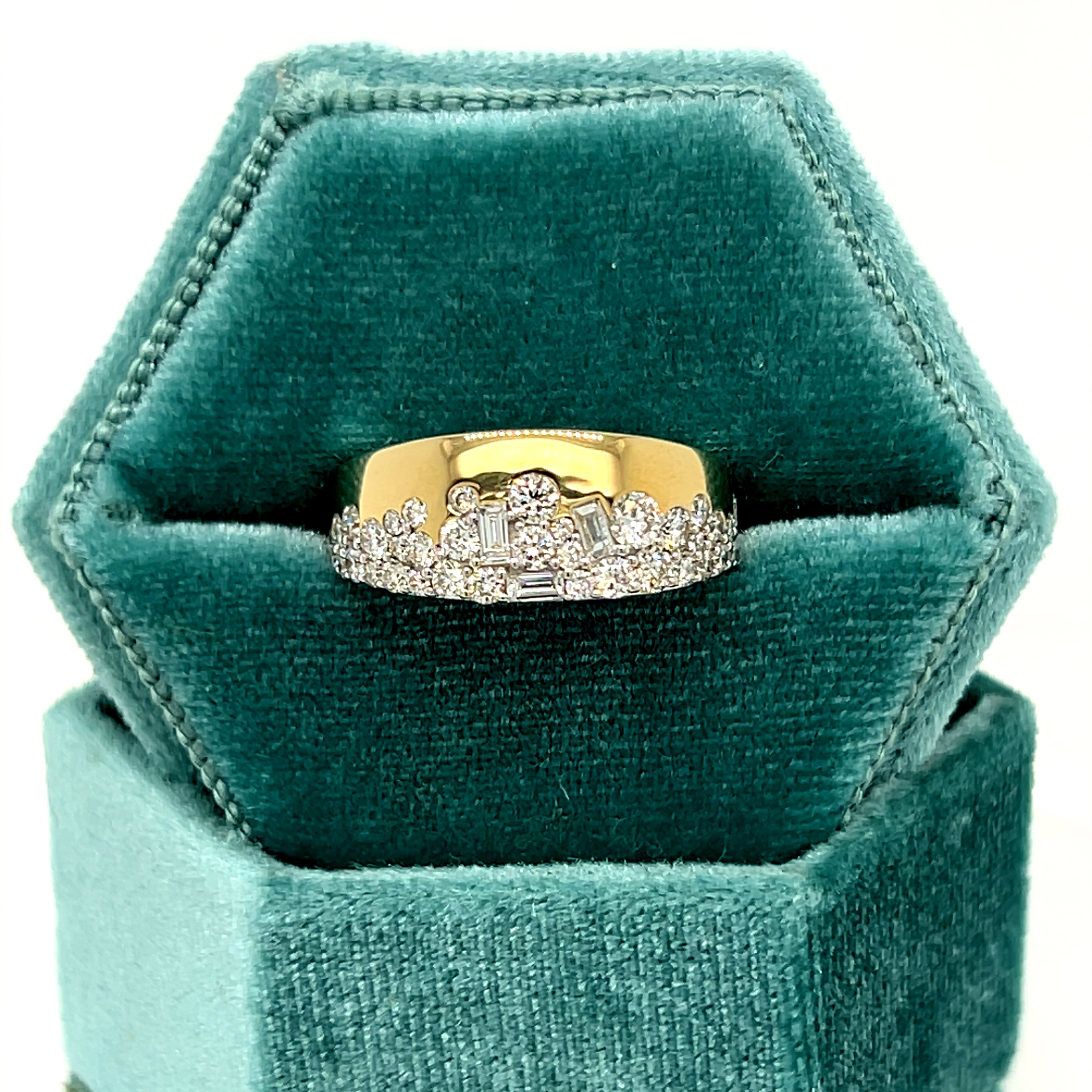 10K Yellow Gold 1.00 Carat Total Weight Lab Diamond Fashion Band Ring.  Available online or in store at Wright’s Jewelry, Fallston, NC