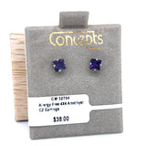 Amethyst 4x4mm Cubic Zirconia Allergy Free Earrings