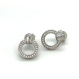 Silver Baguette and Round Cubic Zirconia Earrings