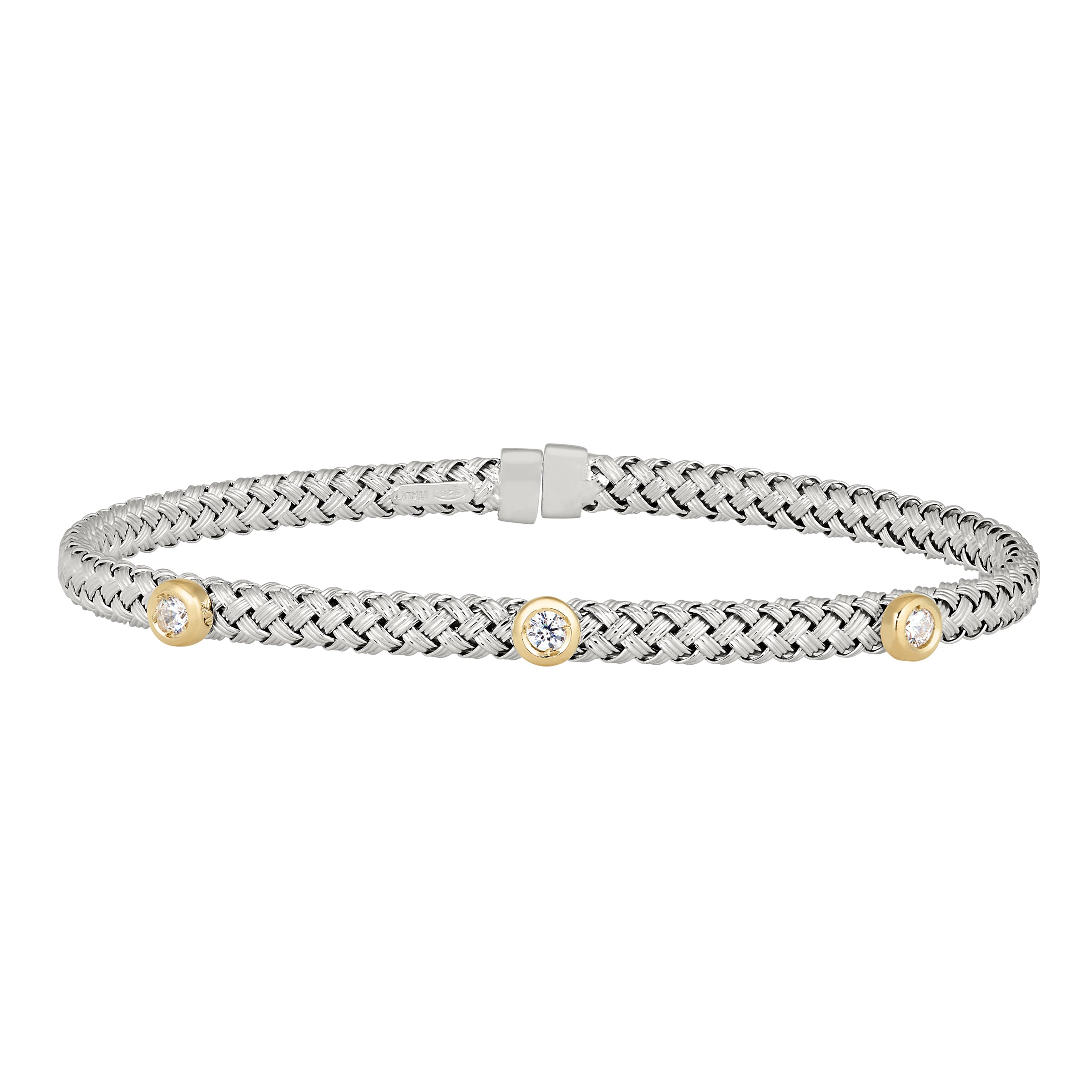 Kelly Waters Sterling Silver Rhodium Finish Basketweave Cuff Bracelet