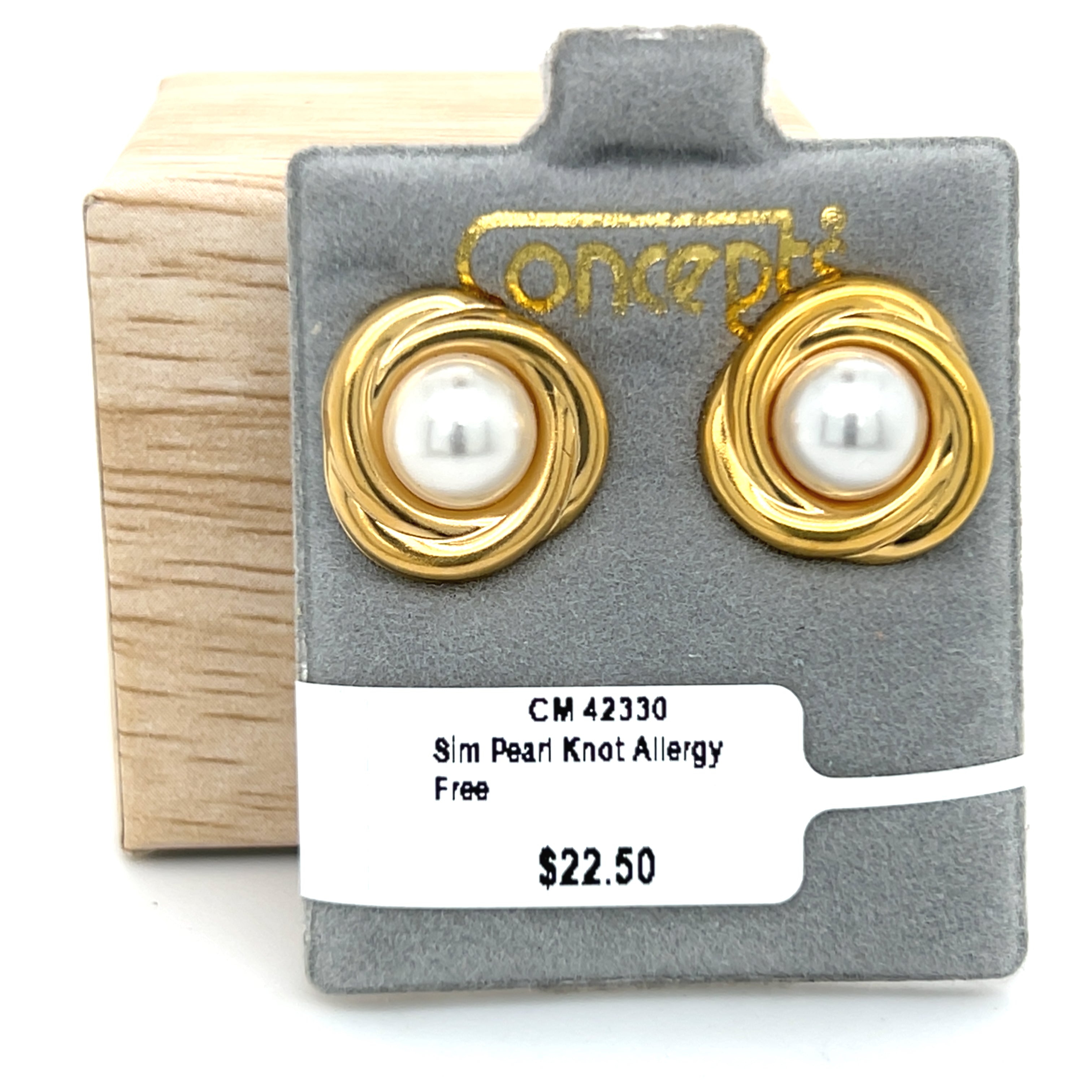 Simulated Pearl Knot Allergy Free Earrings