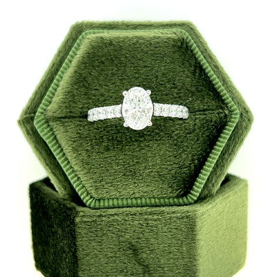 White Gold (1CT Center) Lab Grown F-G VS Oval Pave Bridal Engagement Ring