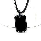 Stainless Steel Black-IP Matte and Polished Dog Tag Necklace 22"