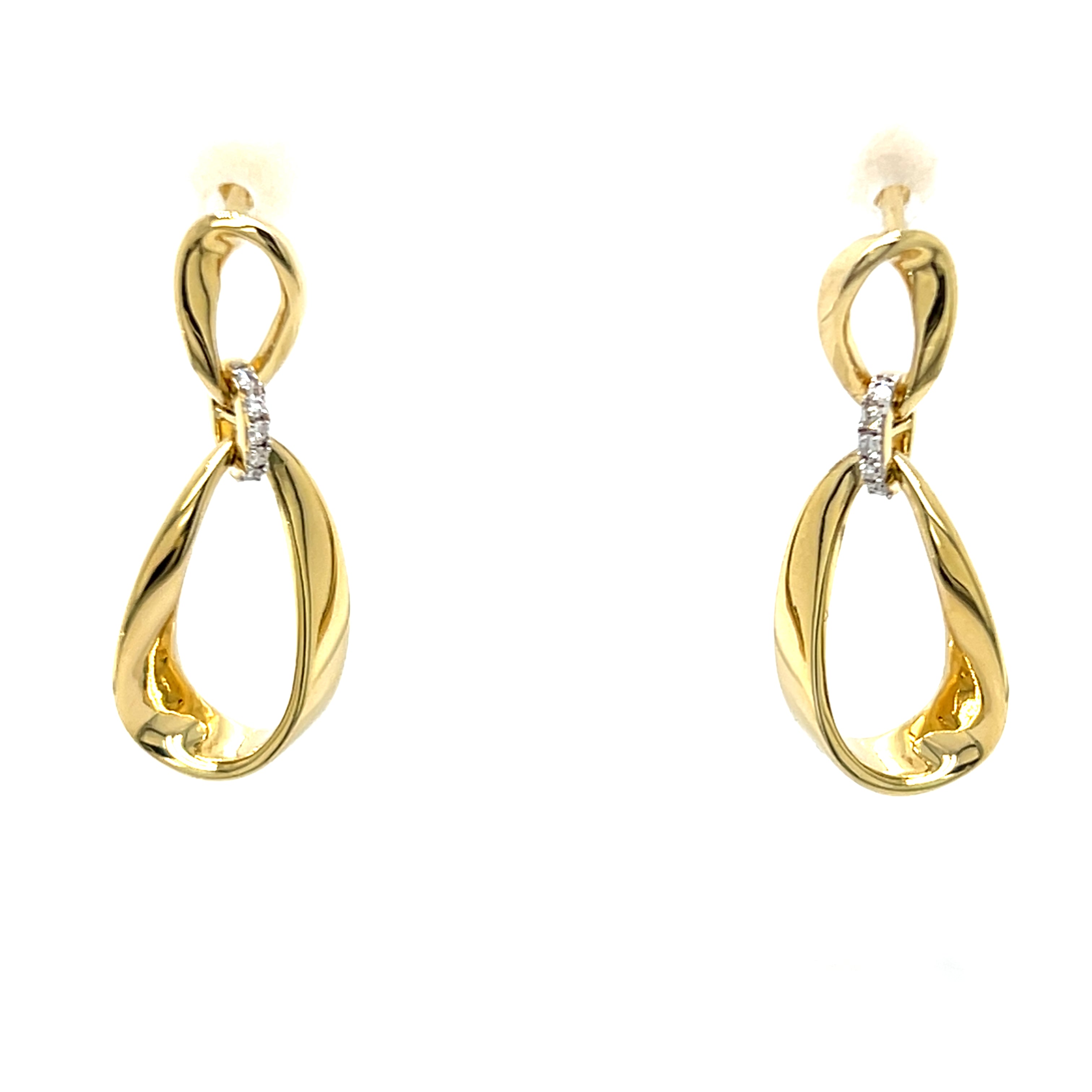 Silver Gold Vermeil Diamond Loop Earrings