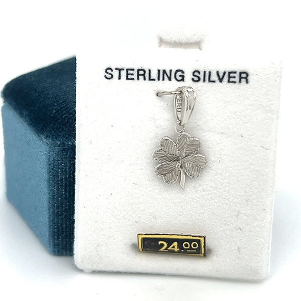 Silver Textured 4 Leaf Clover Charm