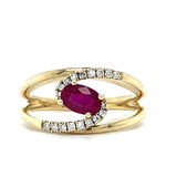 "Sienna" WJS Custom Set Oval Ruby and Natural Diamond Bypass Ring