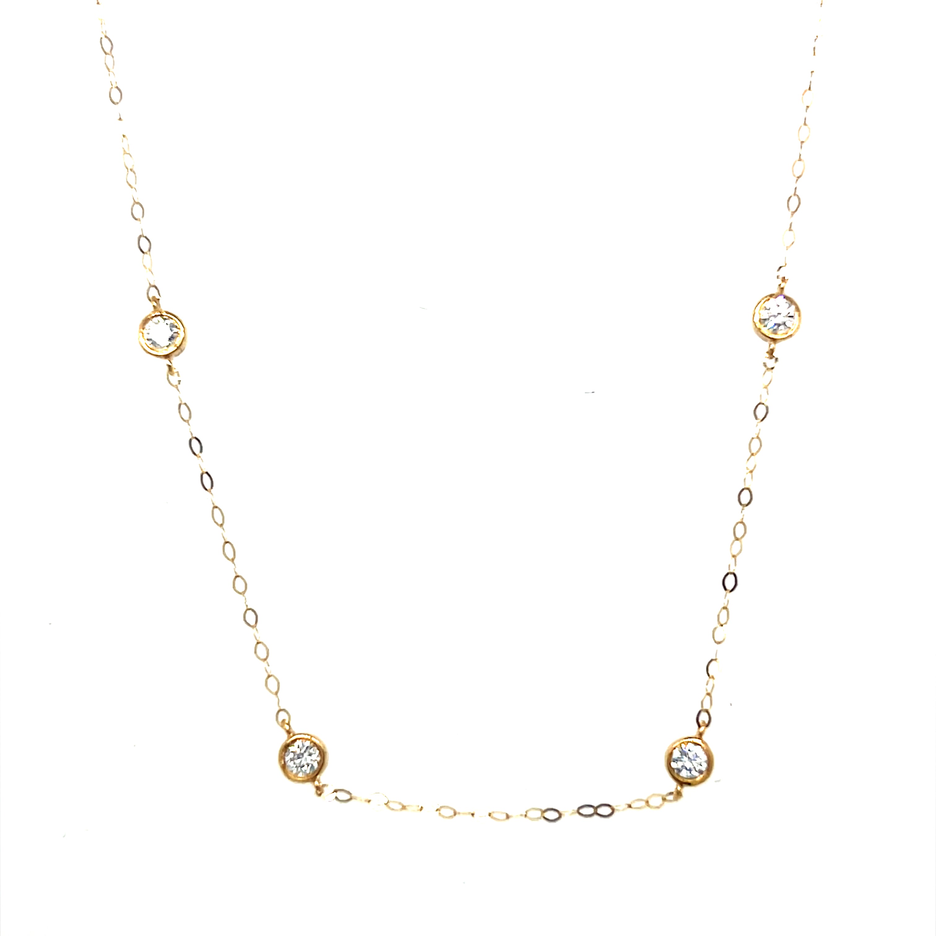 Yellow Gold Lab Grown Diamond Station Necklace