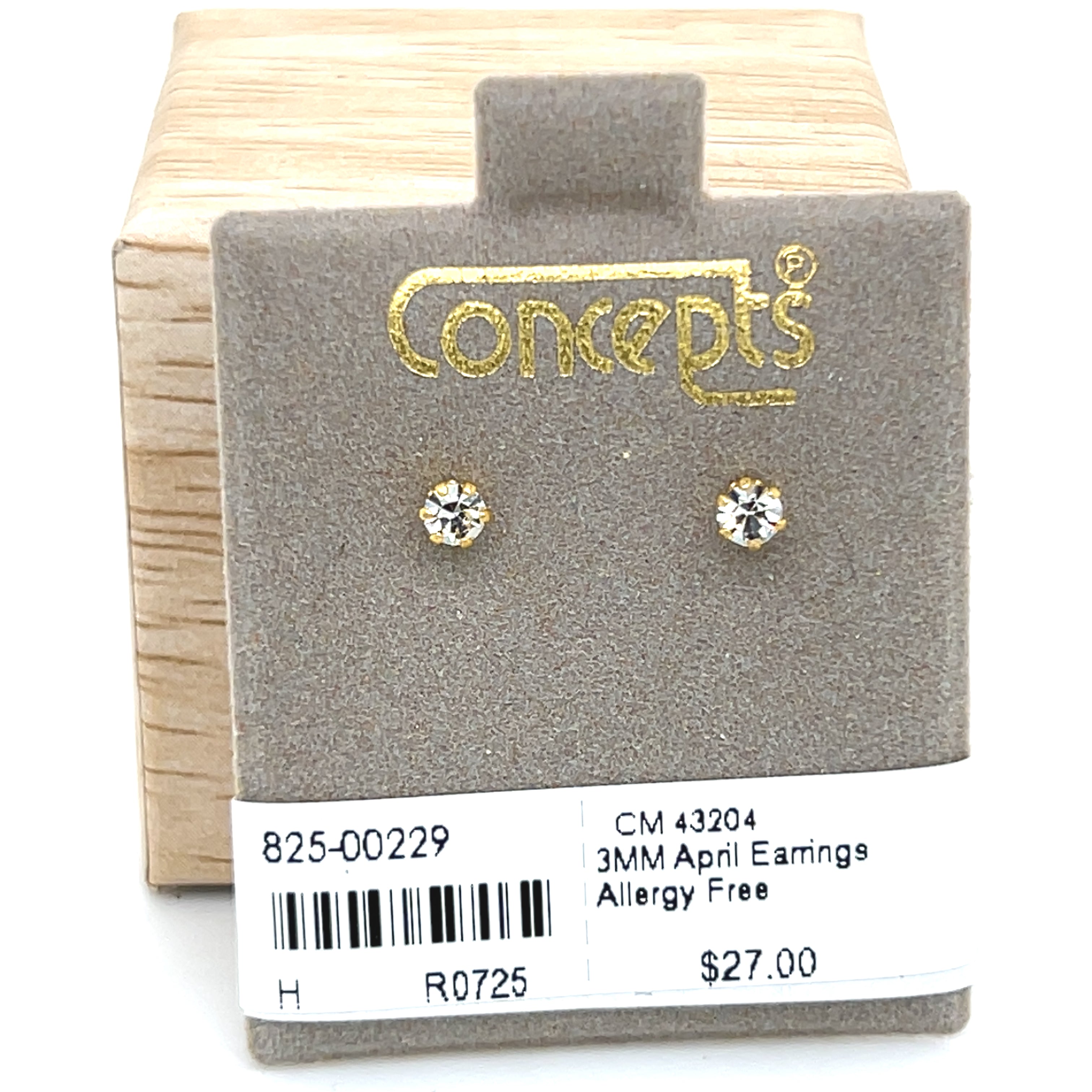 3mm April Allergy Free Earrings