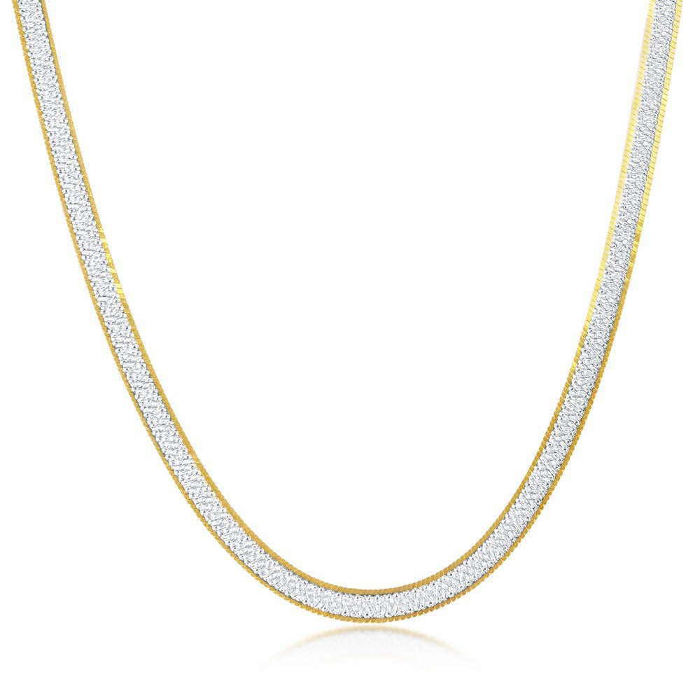 Sterling Silver Two-Tone 4mm Reversible Herringbone Chain 16"
