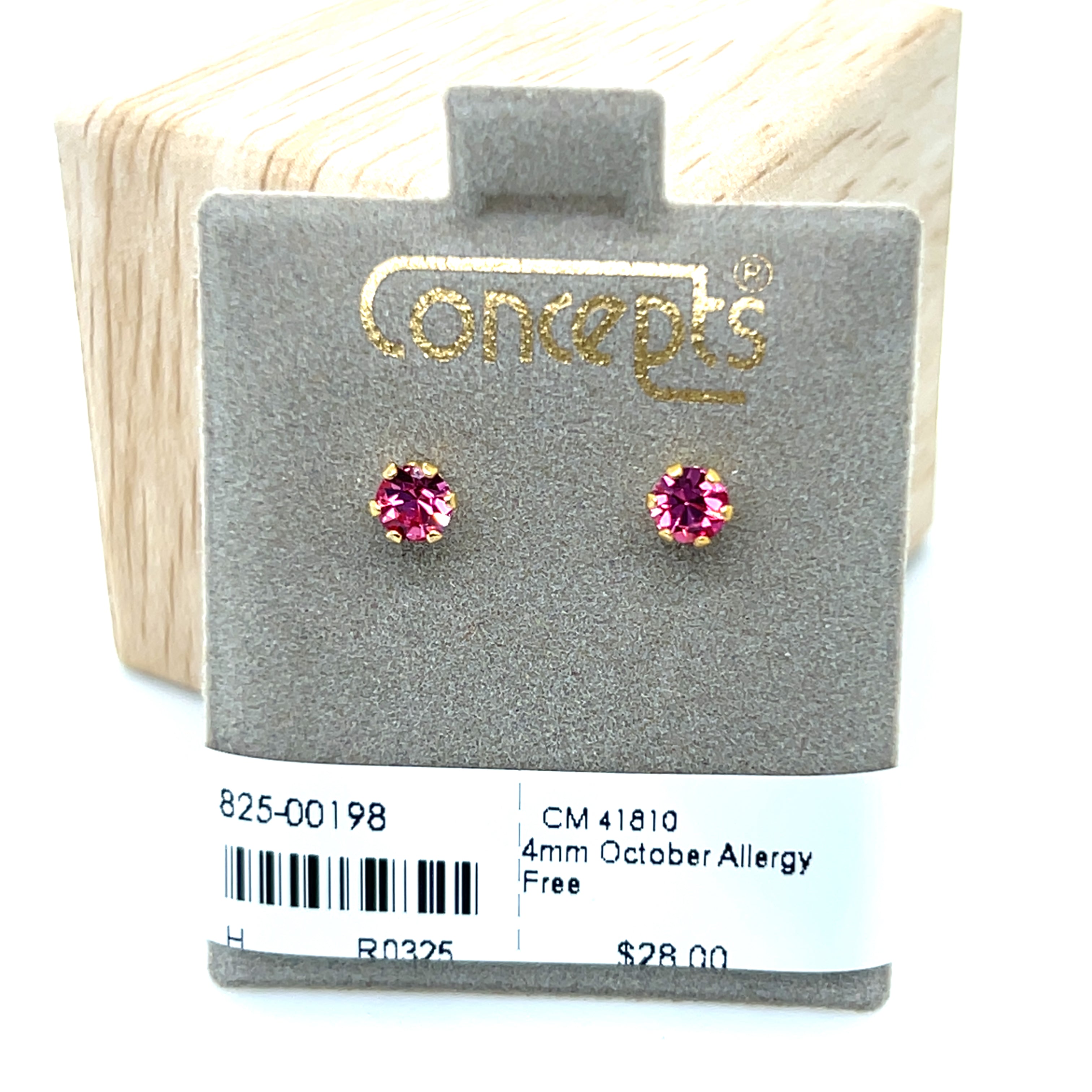 4mm October Allergy Free Earrings