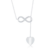 Sterling Silver Half Cubic Zirconia Infinity with Shiny Heart Lariat Y Necklace 16+2"