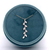 Silver Cubic Zirconia 8-Leaf Pendant Necklace