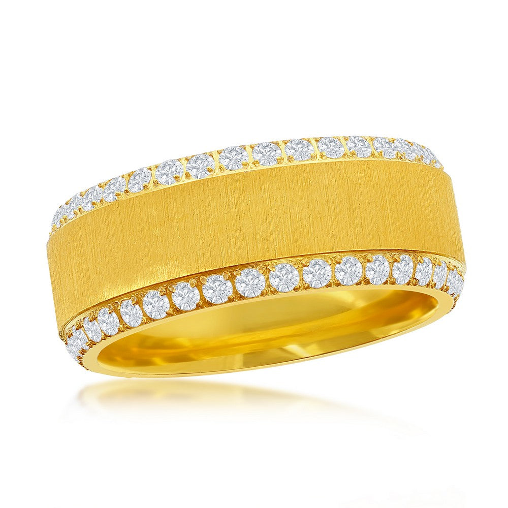 Men's Stainless Steel Gold Plated Eternity Wedding Band Ring Size 11