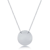 Sterling Silver Polished Engravable Disc Necklace 16+2"