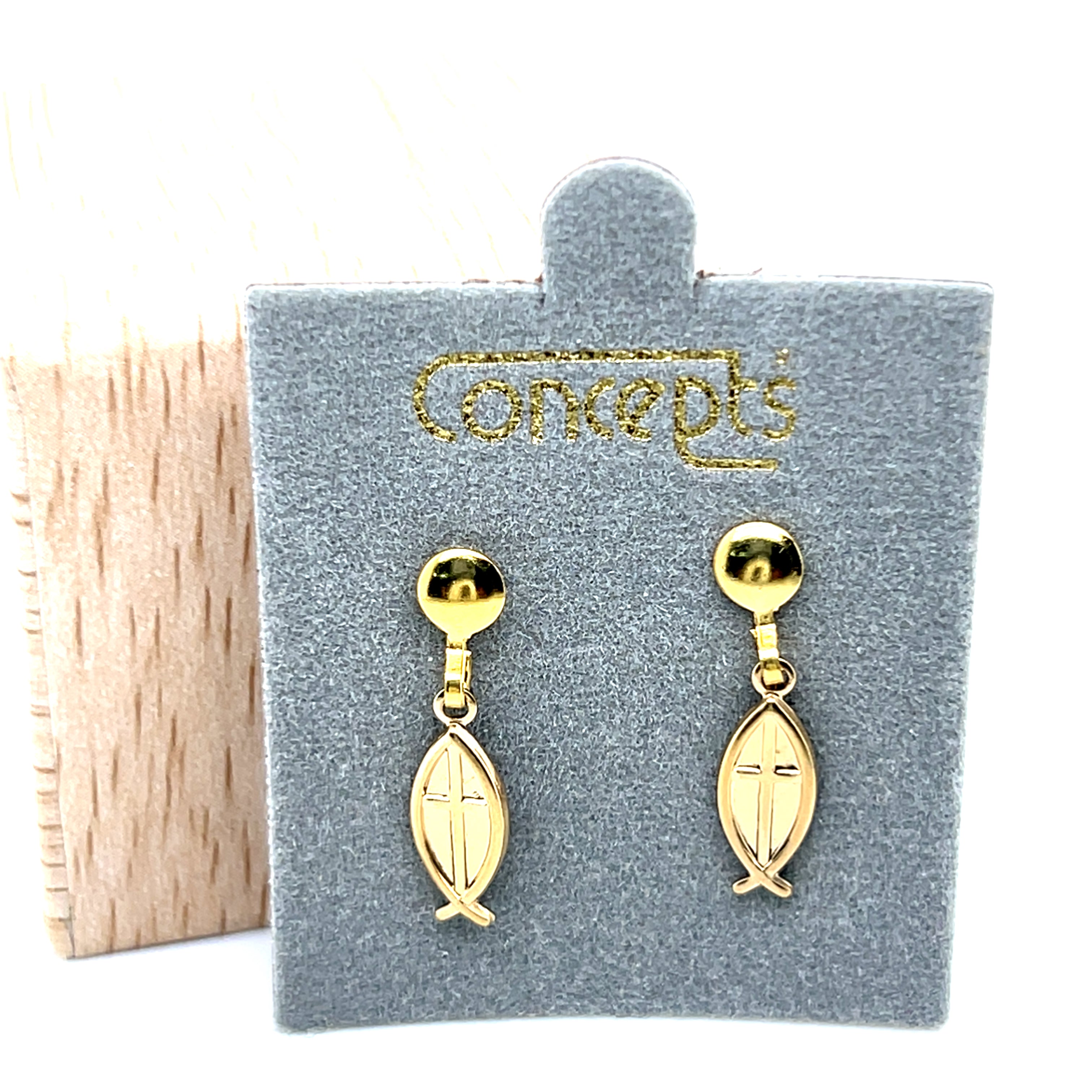 Concepts Gold-Tone Cross/Fish Allergry Free Earrings