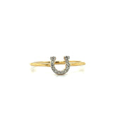 10K Yellow Gold Diamond Dainty Horseshoe Ring