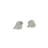 Silver Pavé Cubic Zirconia Heart Earrings