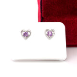 Silver June Birthstone Earrings with Open Heart Design, Little Girl Jewelry
